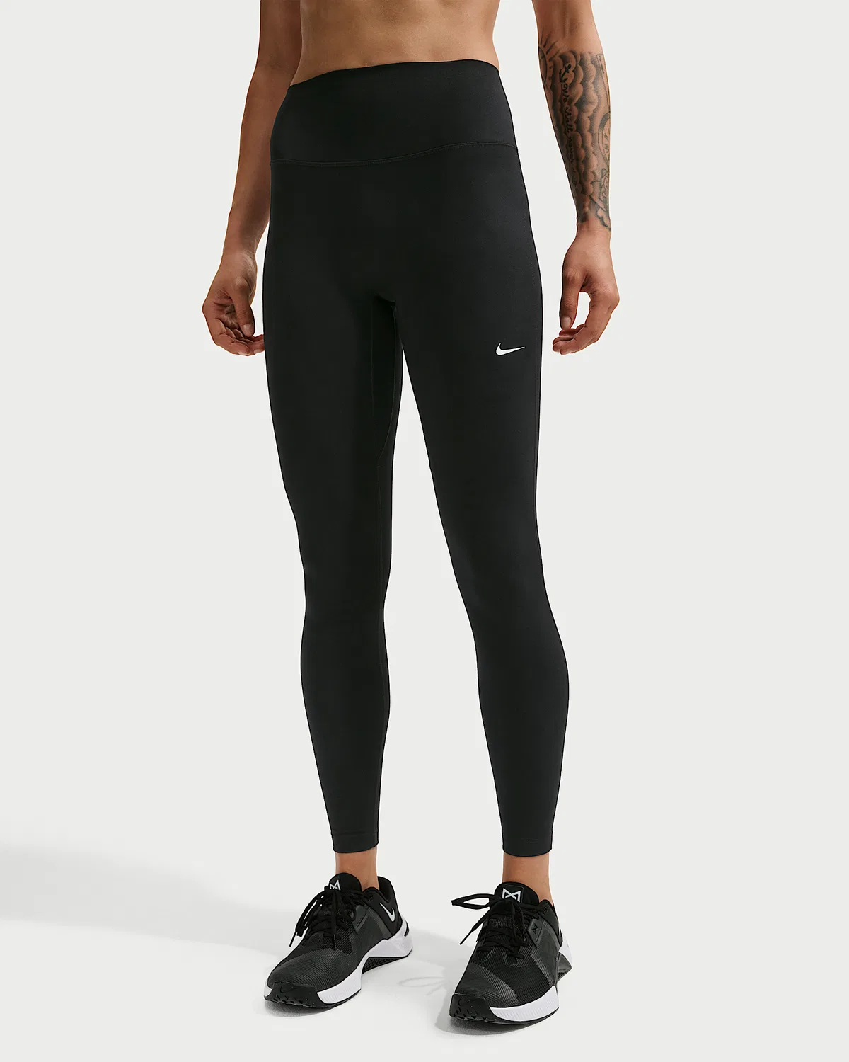 Женские леггинсы Nike One Seamless Front с высокой талией, Black/White — фото 2