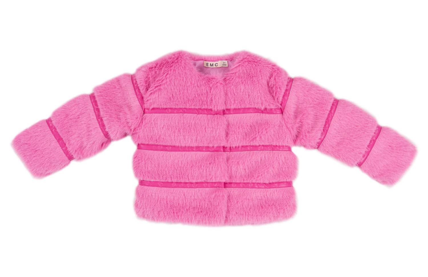 

Куртка для девочки из искусственного меха и экокожи, розового цвета Emc, розовый