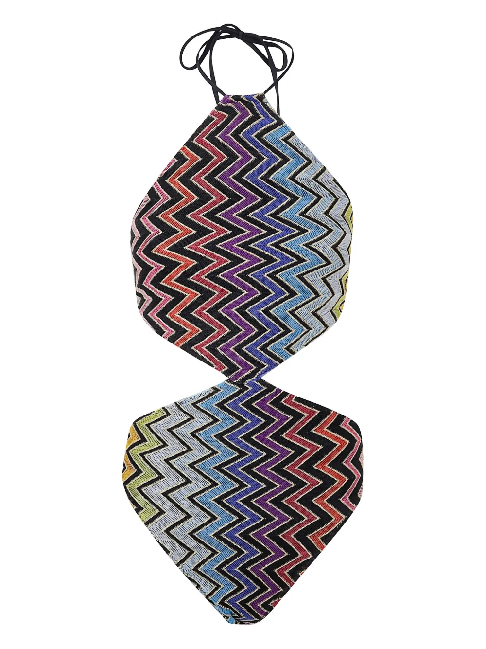 

Купальник с вырезом халтер и узором зигзаг Missoni, черный
