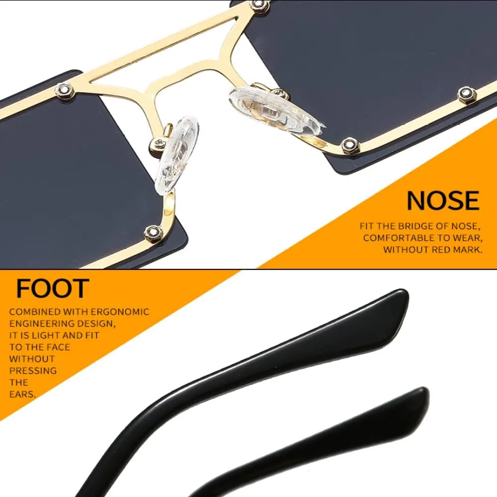 

Солнцезащитные очки прямоугольной формы для женщин и мужчин, с металлической оправой и заклепками, цветные линзы, защита от УФ-излучения UV400 LANGSER, C6