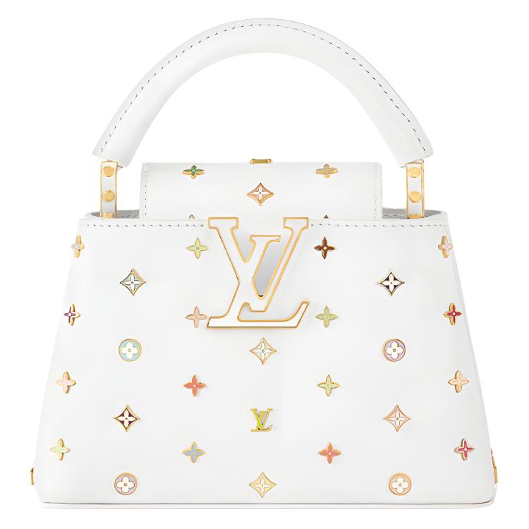 

LOUIS VUITTON Миниатюрная сумка Capucines белого цвета от Такаси Мураками