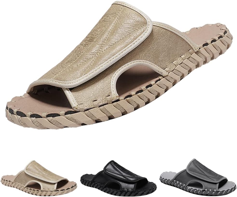 

Мужские летние кожаные сандалии Спортивные повседневные тапочки Для улицы и дома Пляжная обувь Комфортные легкие сандалии для ходьбы Generic, хаки