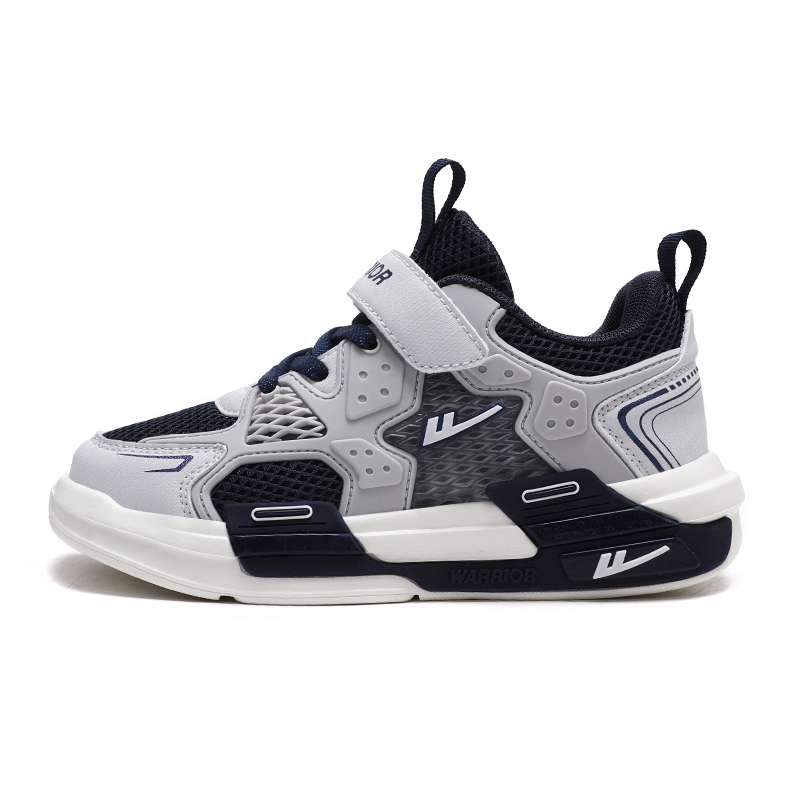 

Низкие кроссовки для детей, устойчивые к ударам, истиранию, дышащие, легкие, амортизирующие. WARRIOR, серый/синий