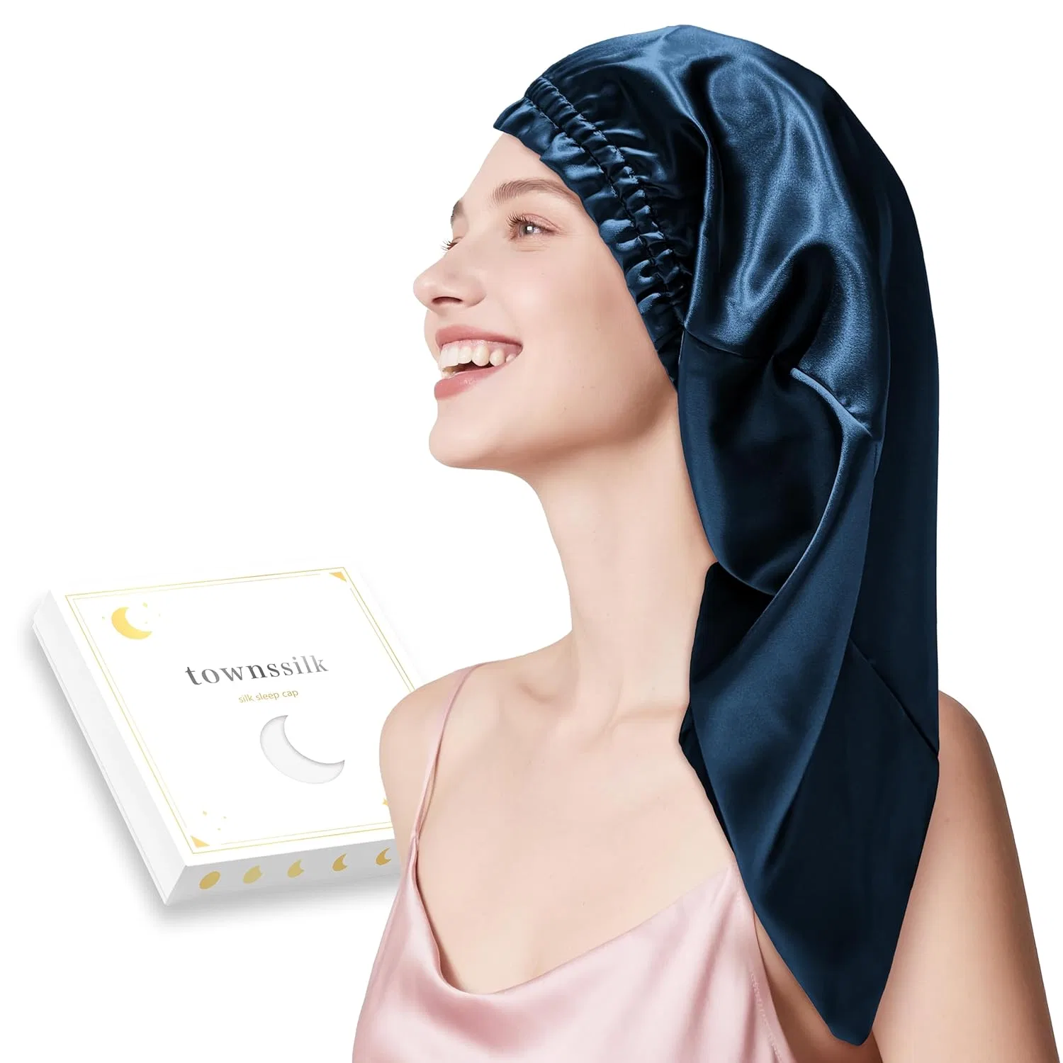 Шелковая шапочка для сна «townssilk» из тутового шелка 22 момме Townssilk, Navy Blue