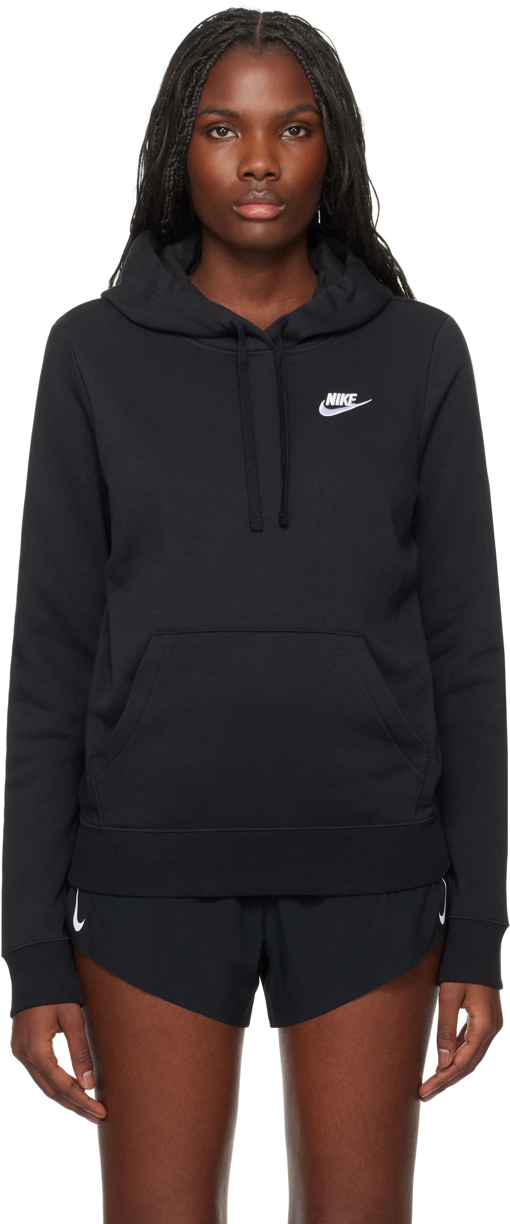 

Черная толстовка с капюшоном Portswear Club Fleece Nike, черный/белый
