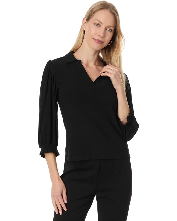 

Футболка CeCe Long Sleeve V-Neck Blouse W/Smocking Cuff, цвет Rich Black