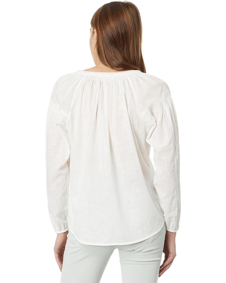 

Рубашка Lucky Brand Relaxed Lace Open Neck Shirt, ярко-белый