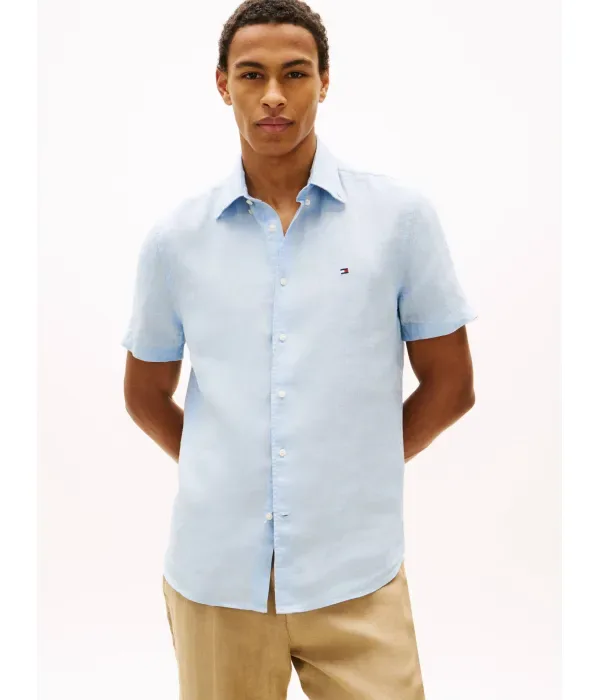 Льняная рубашка regular fit Tommy Hilfiger, небесно-голубой