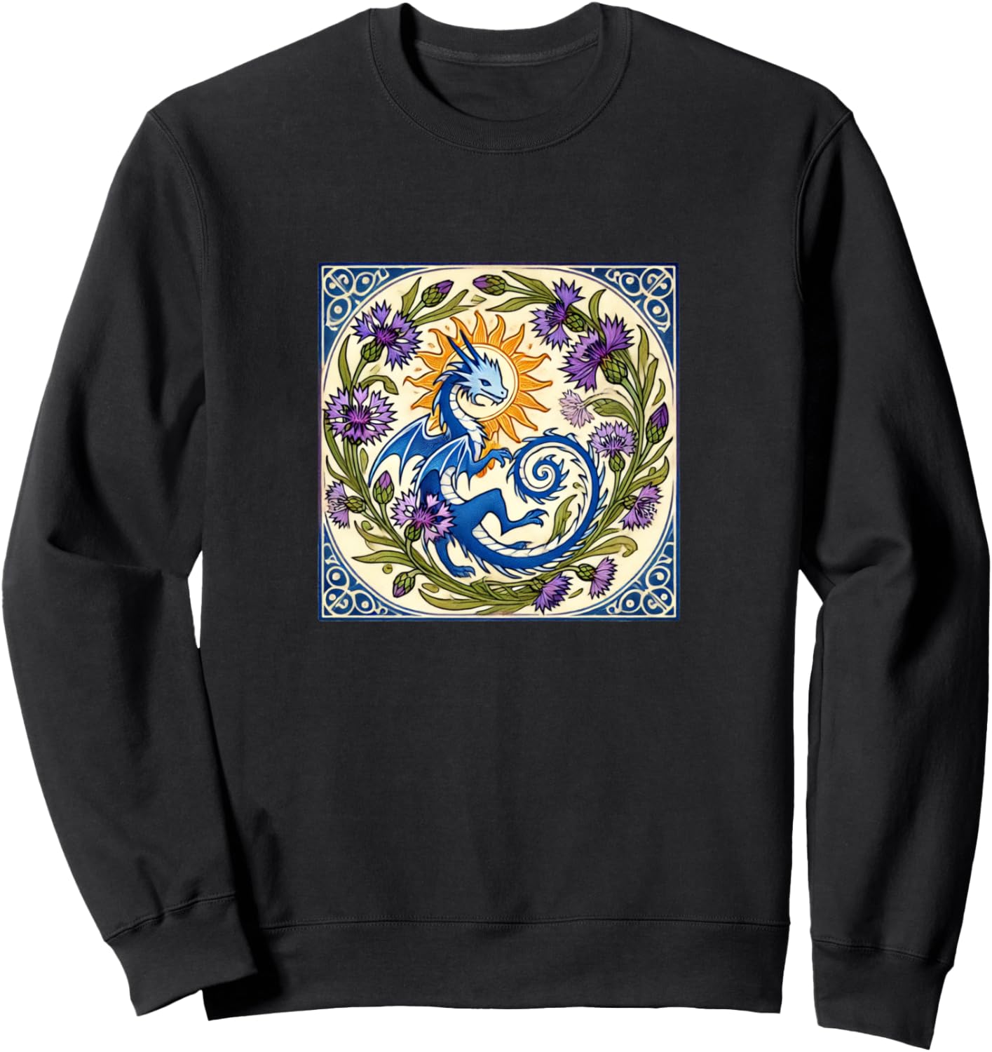 

Толстовка с изображением дракона, василька и луны Retro Dragons Lover Snugg, черный