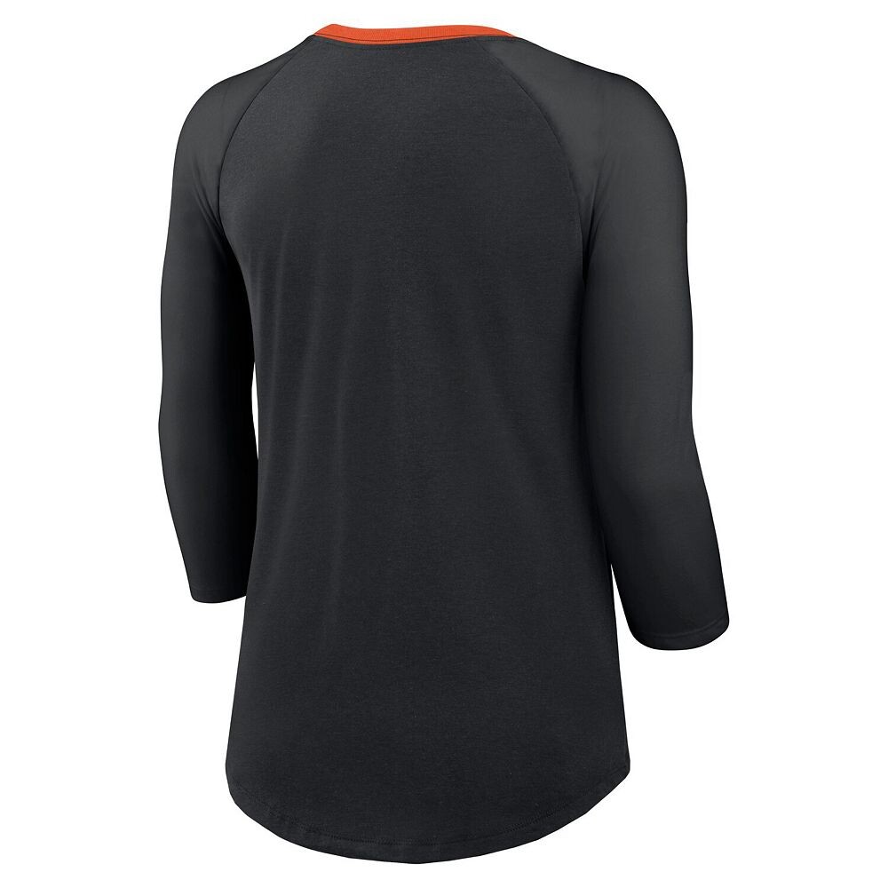 Женская черная футболка Nike Cincinnati Bengals реглан с рукавом 3/4, цвет Bng Black — фото 4