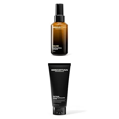 Sebastian Professionals Dark Oil & Gel Forte: легкое масло для волос и мерцающий гель для фиксации, не оставляющий ощущения липкости.