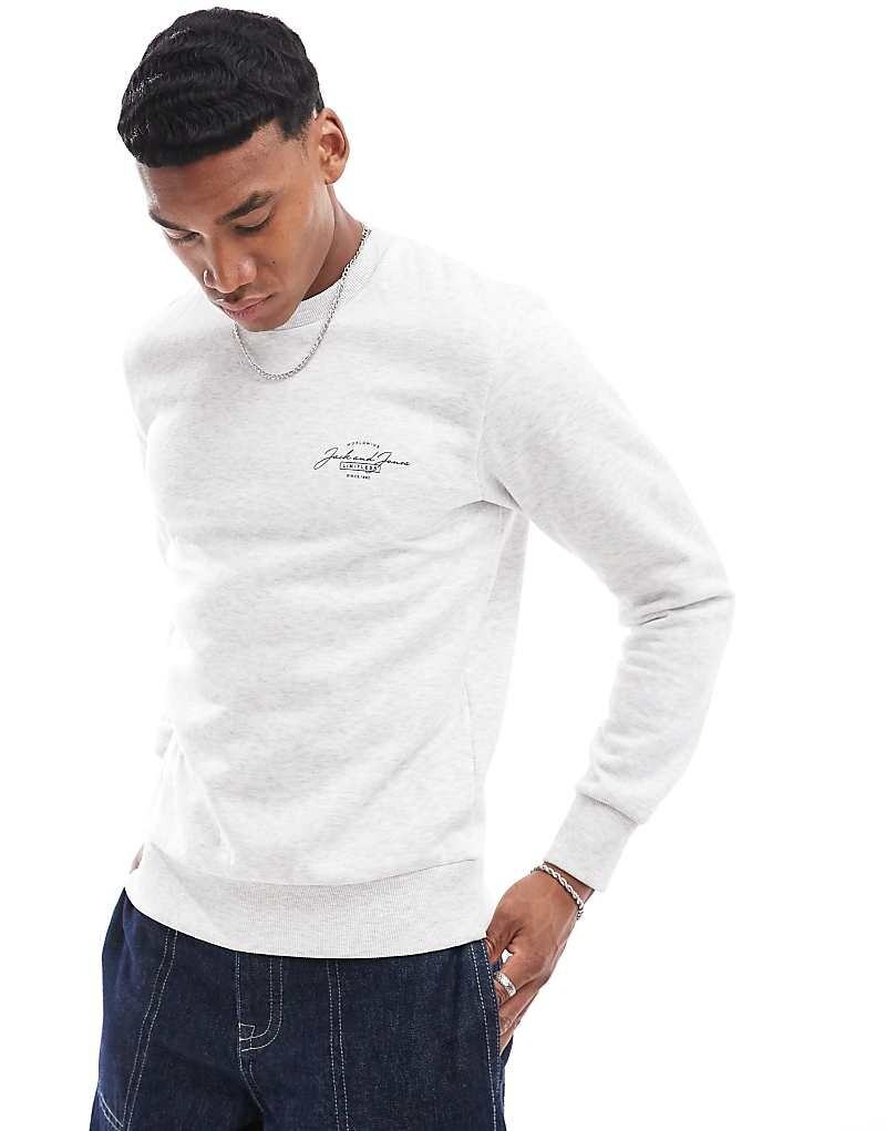 

Белая толстовка с круглым вырезом с логотипом Jack & Jones