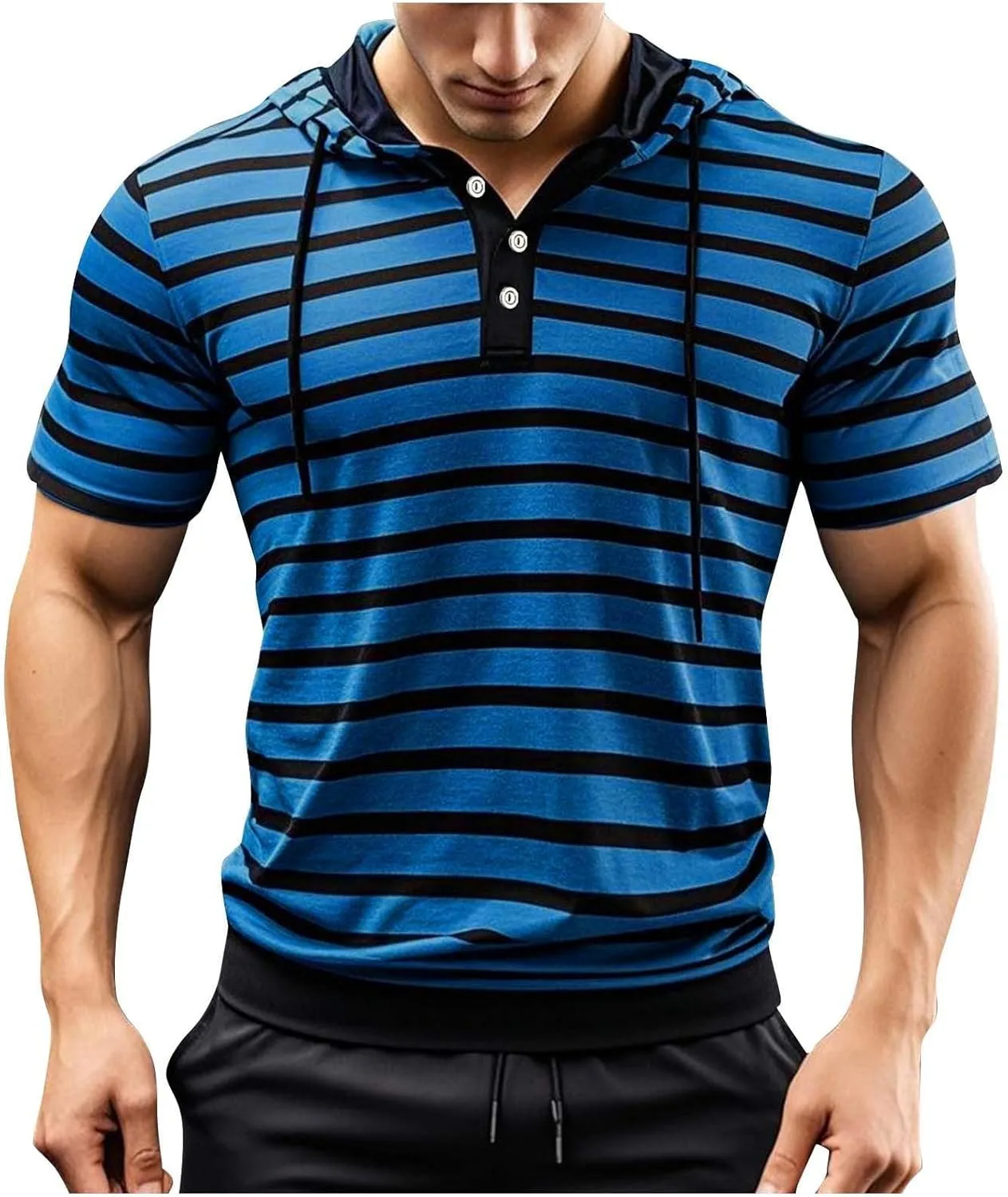 

Xiaojmake мужская полоскатая толстовка с капюшоном и застежкой-пуговицей