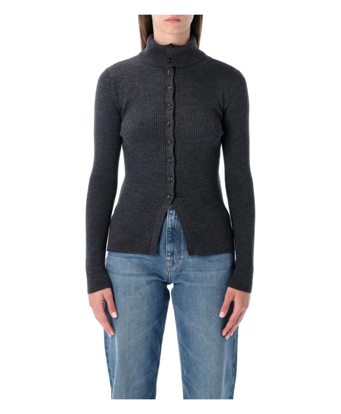 

Вязаный кардиган в рубчик с пуговицами Sessun, серый