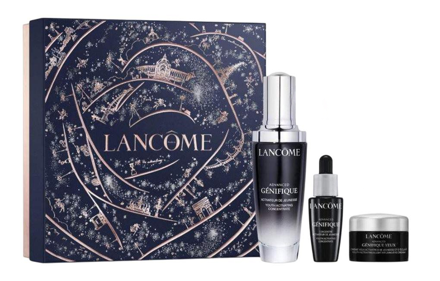 

LANCOME Lankou рождественское лимитированное издание набор для ухода Black Serum Essence увлажняет и питает 5мл+10мл+50мл