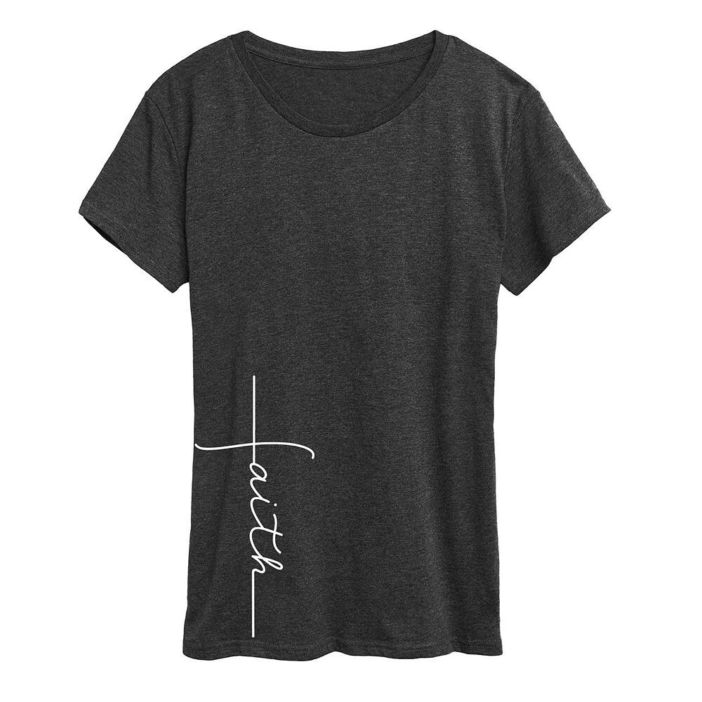 

Женская футболка с рисунком Faith Cross, цвет Heather Charcoal