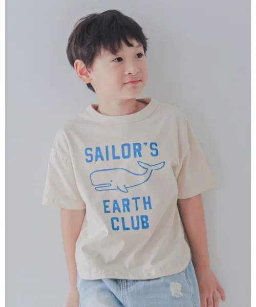 Детская футболка EARTH CLUB 2nd круглая горловина слоновая кость