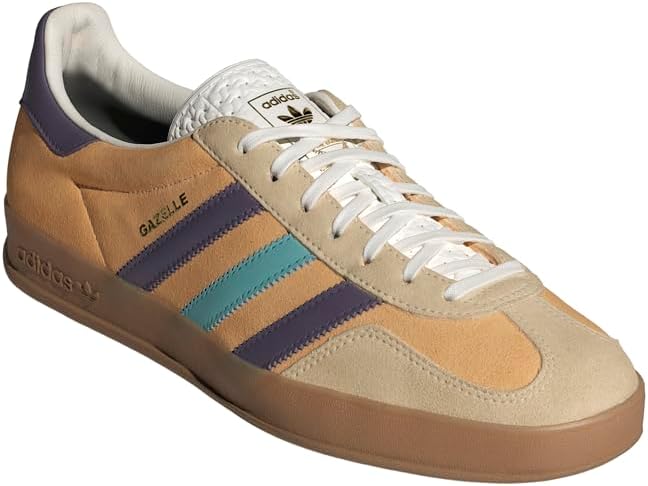 Мужские кроссовки Adidas Gazelle Indoor на шнуровке, повседневные - бежевые — фото 2