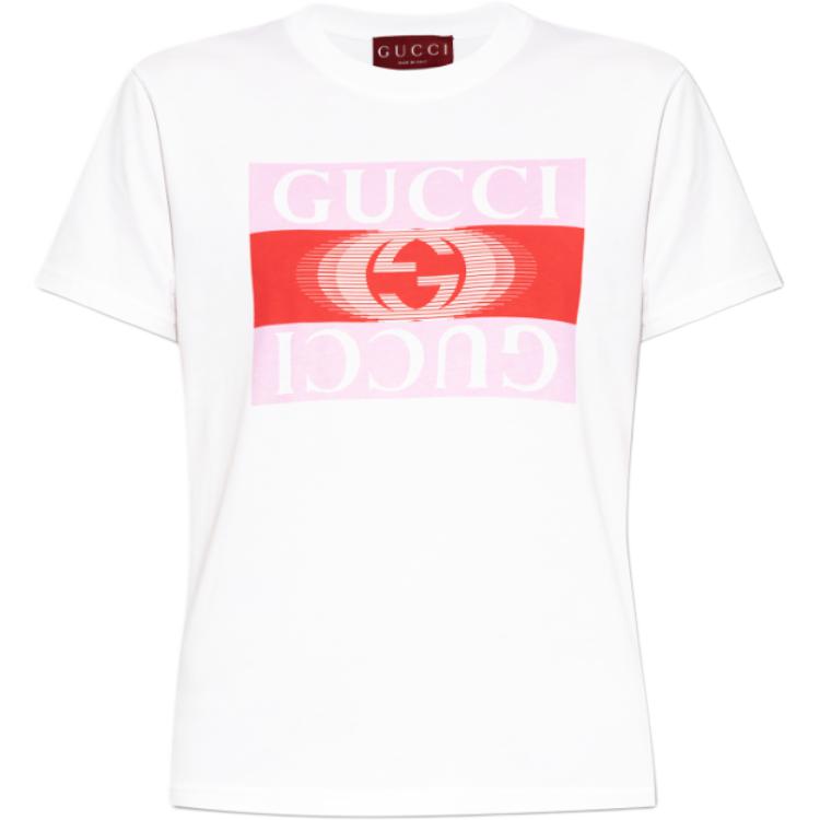 Футболка GUCCI с логотипом, классический крой, экрю — фото 2