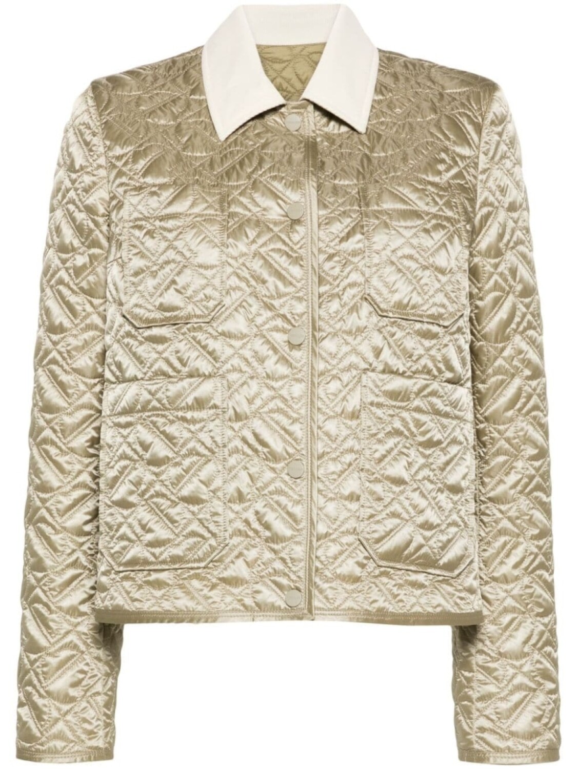 

Moncler стеганая куртка-рубашка с вельветовым воротником, зеленый