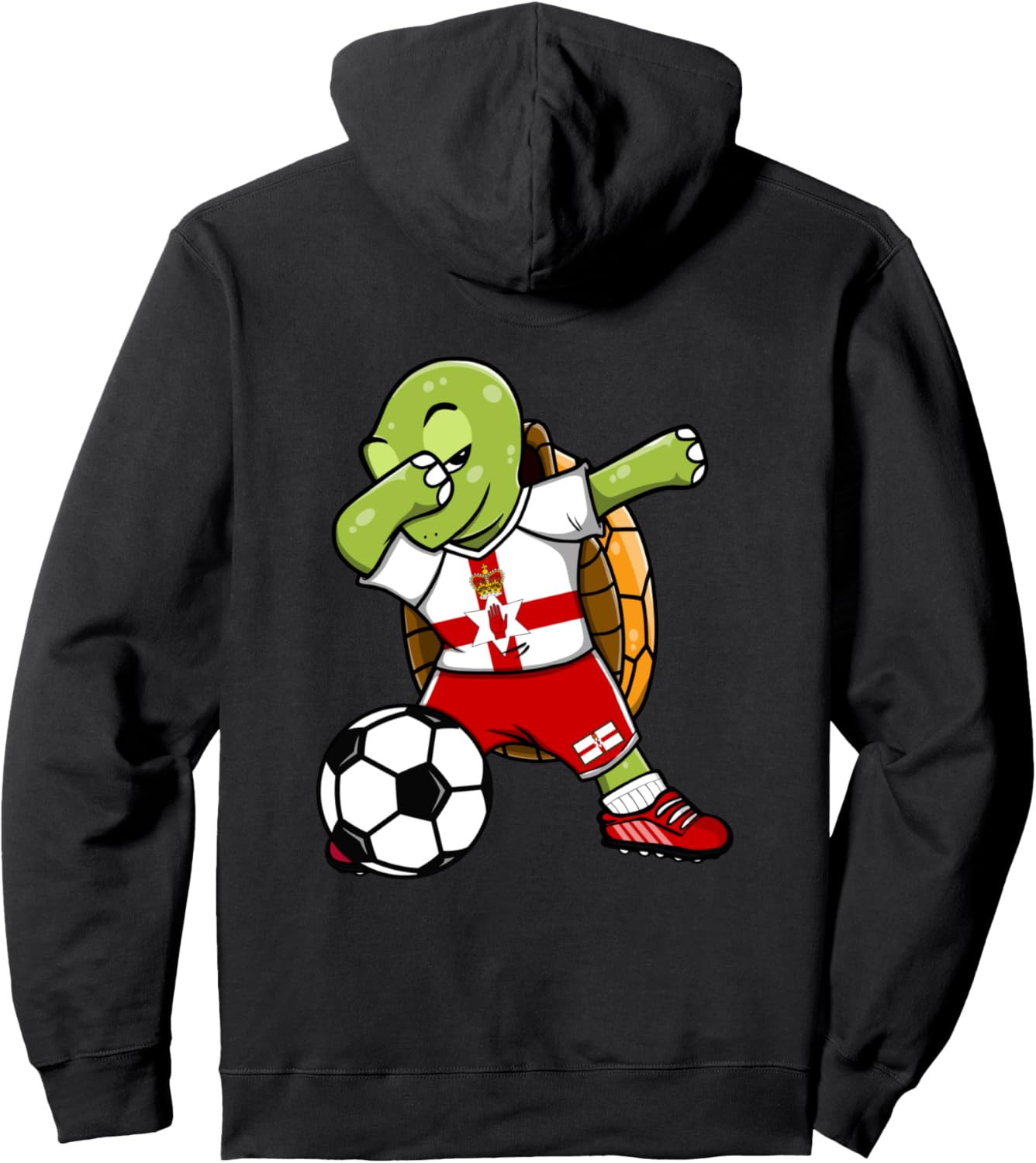 

Забавная черепашка для футболистов, толстовка болельщика сборной Северной Ирландии, худи с изображением черепашки, танцующей в стиле «даб» и флага Северной Ирландии Teeisle Northern Ireland Football, черный