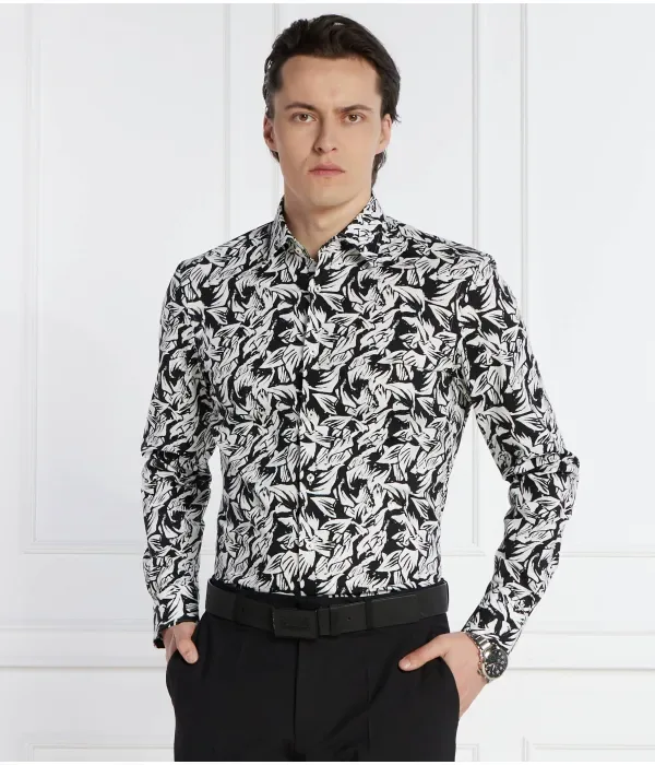 H-Hank-Kent-C1 Рубашка slim fit Boss, черный — фото 3