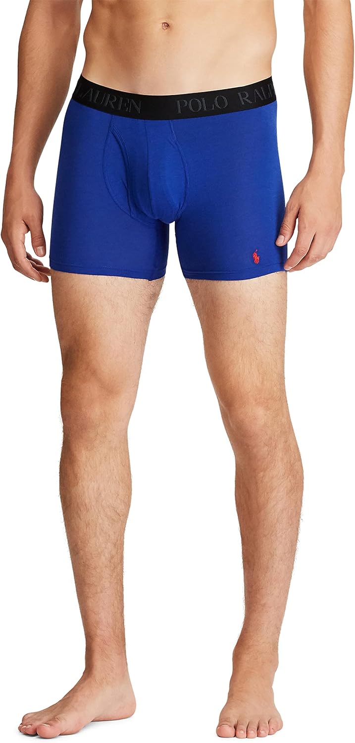 Polo Ralph Lauren Нижнее белье Мужские 4D Flex Хлопковые Модальные Боксеры 3 шт, Royal/Red/Black - 3 Pack — фото 4