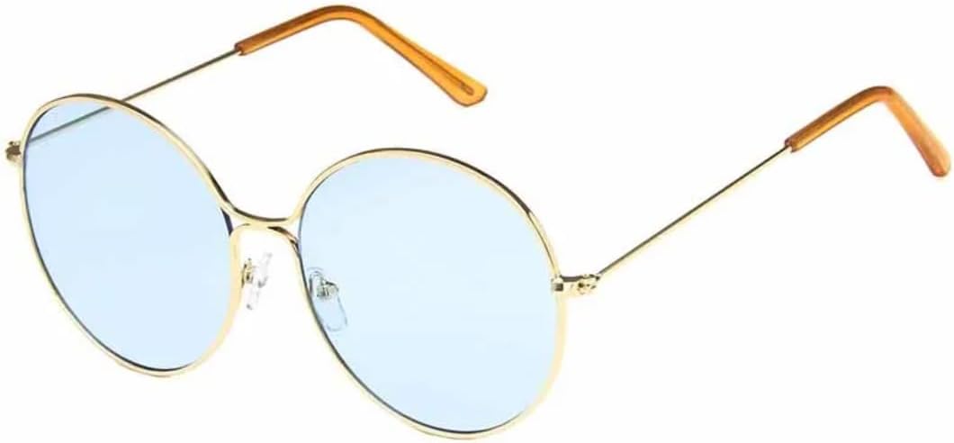 

Классические металлические солнцезащитные очки большого размера в круглой оправе для женщин, летние, для мужчин, дорожные, с защитой от УФ-излучения UV400 (золотисто-синие) TKKTLLT, Gold Blue