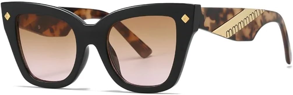 

Солнцезащитные очки для мужчин и женщин - защита UV400 - оправа "кошачий глаз" с цветными линзами для занятий спортом на открытом воздухе и вождения DSVIGF, Black Leopard