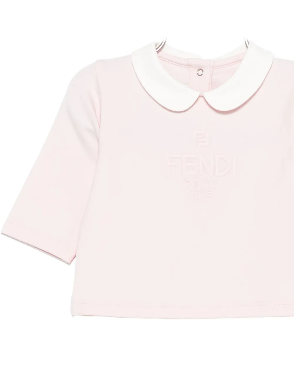 Комплект для новорожденного с вышитым логотипом FENDI KIDS, розовый — фото 2