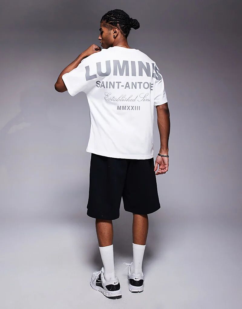 

Футболка River Island Luminis свободного кроя с принтом на спине белого цвета