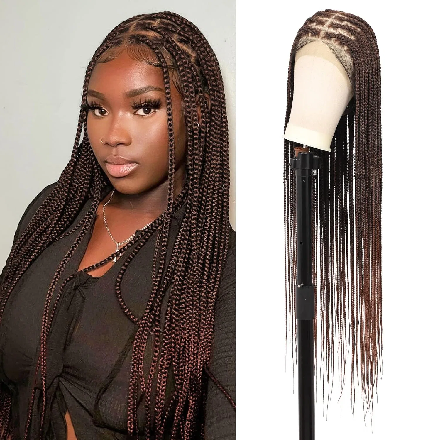 Парик Brinbea 360° HD Lace Front с косами и детскими волосами Beauart, Brown