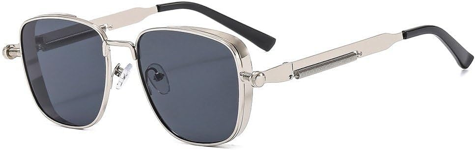 

Ретро металлические солнцезащитные очки для женщин и мужчин, модные женские панк-очки для вождения, солнцезащитные очки с защитой от УФ-излучения UV400 TKKTLLT, Silver Black