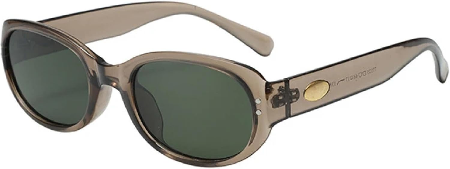 

Винтажные, модные, роскошные солнцезащитные очки овальной формы с заклепками, классические, для женщин и мужчин, для активного отдыха, вождения, путешествий, с защитой от УФ-излучения UV400 TKKTLLT, Tea Gray Green