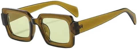 

Женские солнцезащитные очки 2026 Square, модные сине-зеленые, с защитой от УФ-излучения UV400, мужские очки с прозрачными линзами MTZJH, Olive Green Green