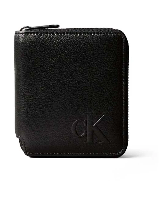 

Кожаный складной кошелек на молнии Calvin Klein, черный