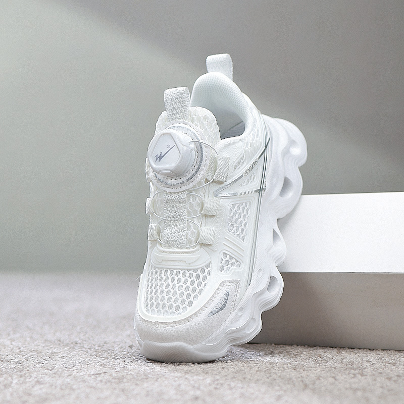 Binary Легкие беговые кроссовки с амортизацией и дышащим дизайном low top White для детей — фото 3