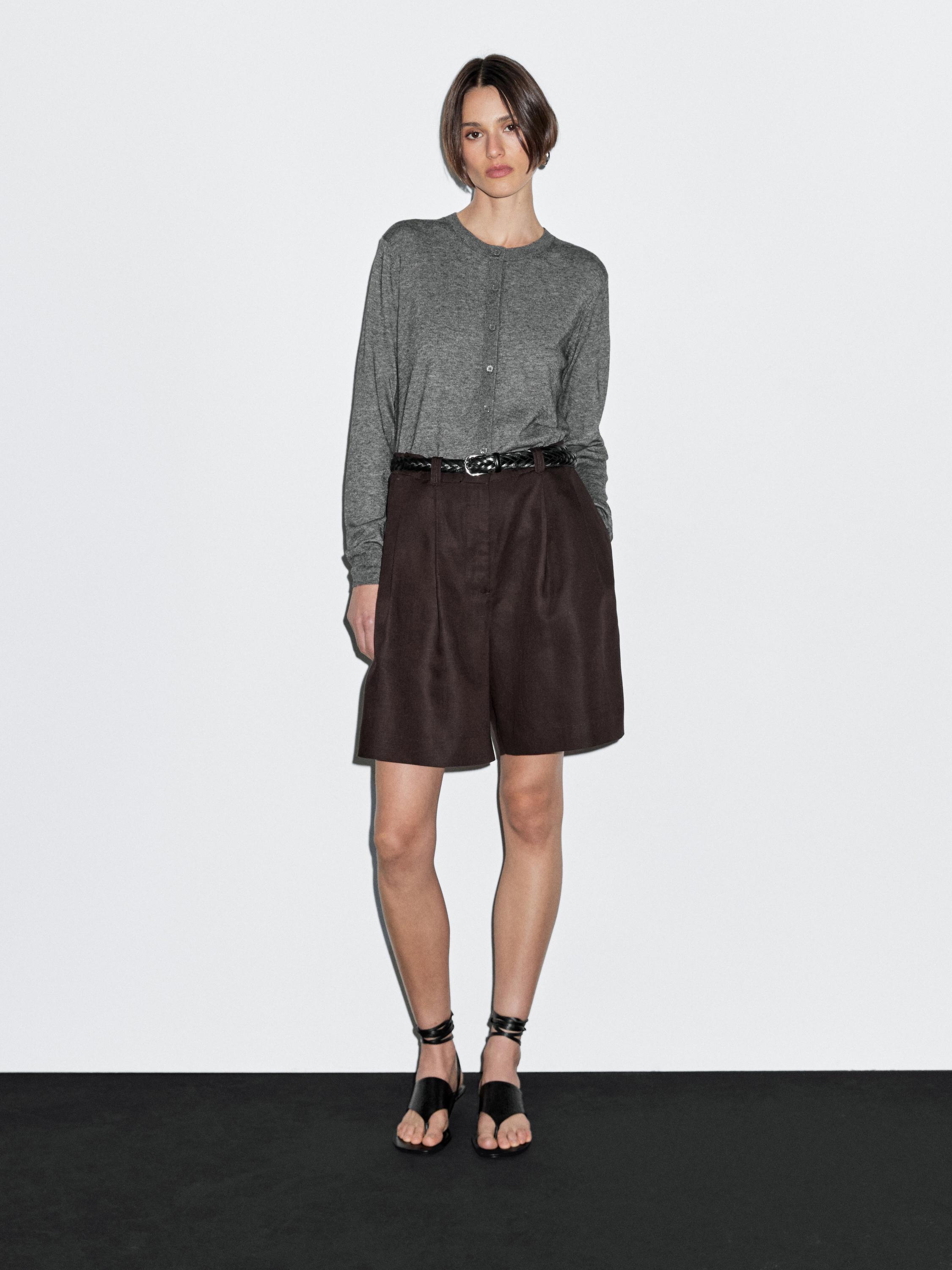 

Кардиган из смесовой шерсти с круглым вырезом Massimo Dutti, Medium Grey