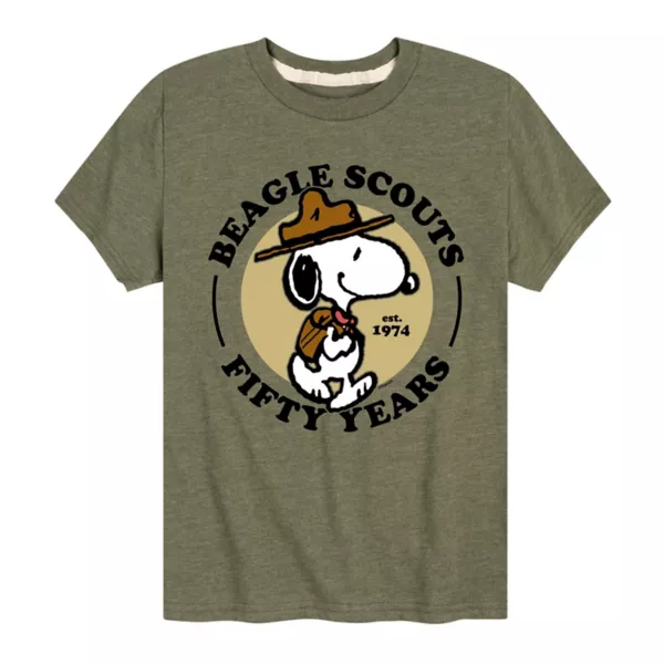 

Футболка с рисунком скаута и бигля Peanuts для мальчиков 8-20 лет Licensed Character, зеленый