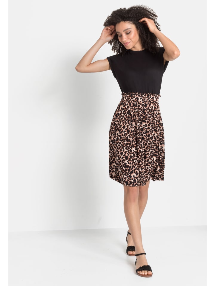 

Платье до колена LASCANA Jerseykleid, цвет schwarz-leo-bedruckt