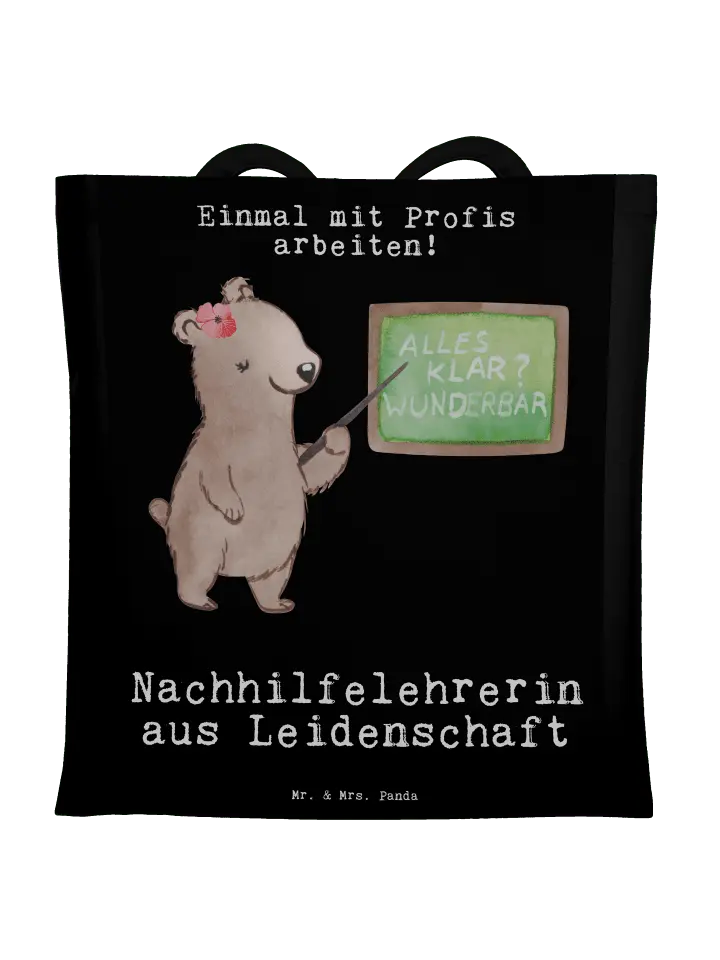 

Сумка для переноски Mr & Mrs Panda Nachhilfelehrerin Leidenschaft, черный