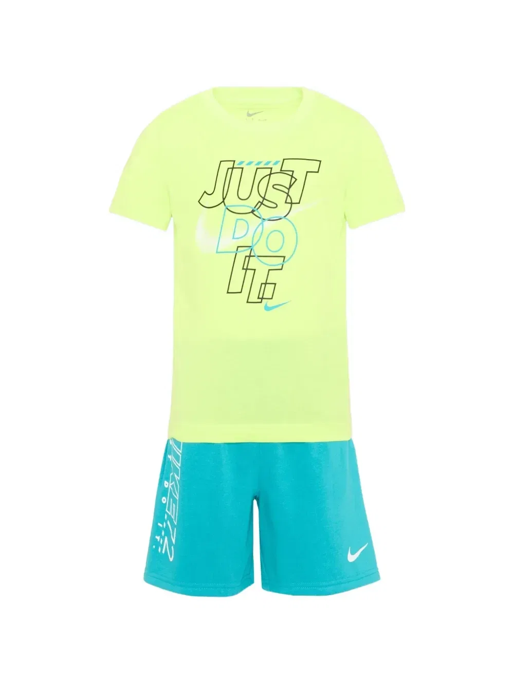 Спортивный костюм с логотипом Just Do It и шортами Nike Kids, зеленый