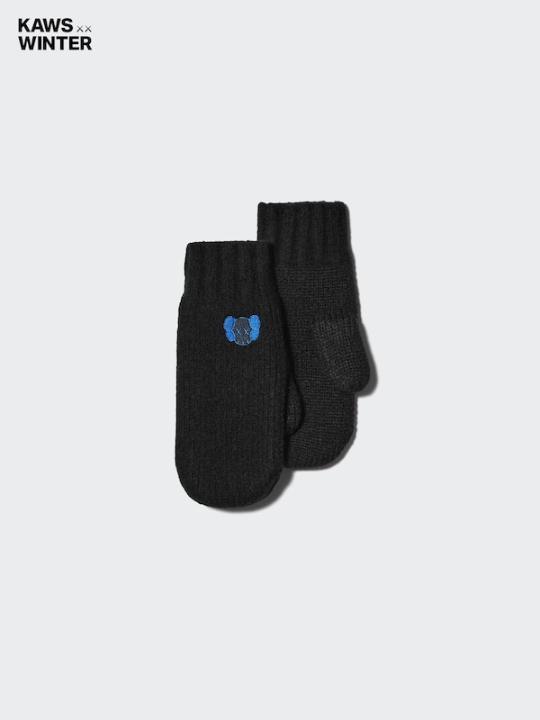 

Вязаные варежки HEATTECH Soufflé Yarn KAWS Uniqlo, 09 black