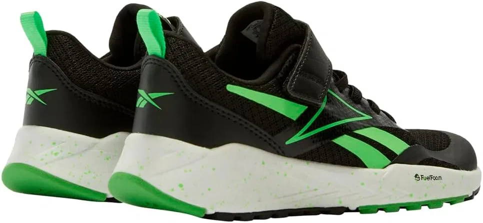 Детские кроссовки Reebok Energen Run с эластичной шнуровкой и верхним ремешком, Black Solarlime Ftwrwhite — фото 3