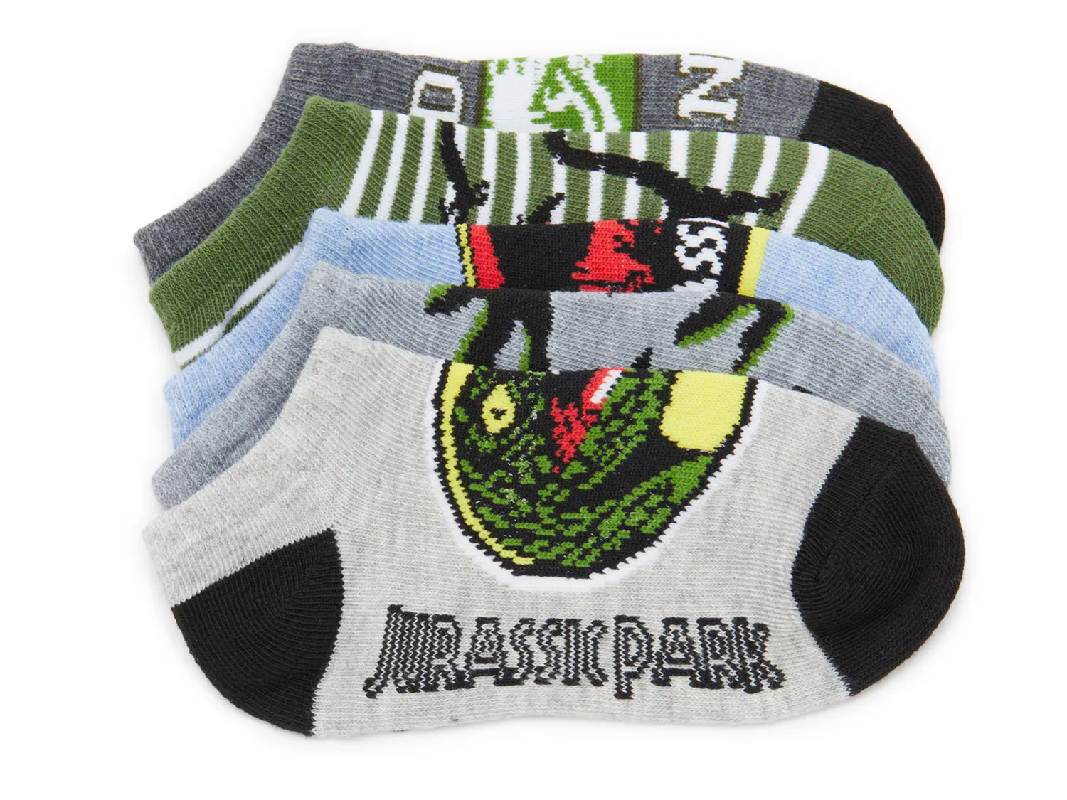 

Носки Jurassic Park Kids' No Show Socks - 5 Pack High Point Design, цвет grey_green_multicolor