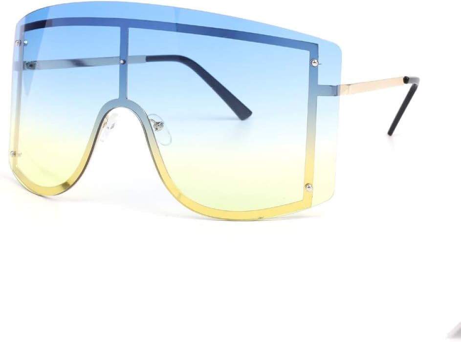 

Женские солнцезащитные очки большого размера 2027 года, сине-желтый градиент, модные, без оправы, металлические, для создания индивидуального образа MTZJH, 10blue Yellow