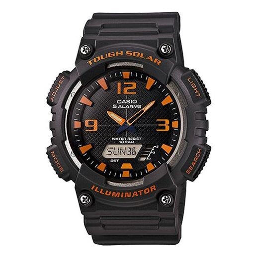 

Часы CASIO Waterproof Sports Solar Powered Shockproof Mens Black/Orange Analog/Digital Combo, черный