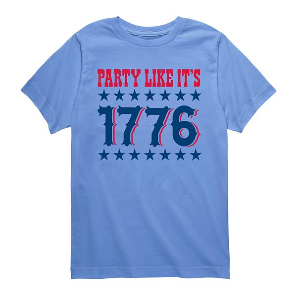 

Футболка с принтом Boys 8-20 party like it's 1776 americana Licensed Character, Carolina Blue
