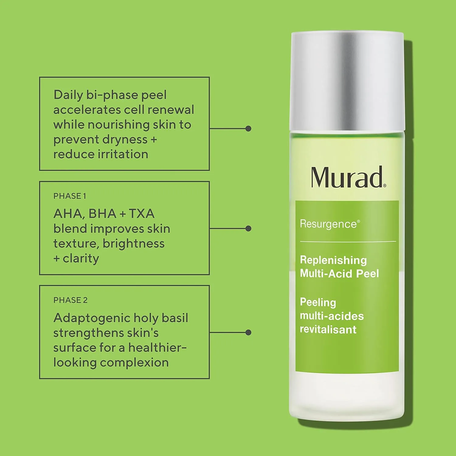 Пилинг Murad Replenishing Multi-Acid Peel - Resurgence AHA/BHA Salicylic and Glycolic Acid Peel - Skin Renewing Face Peel - Daily Facial Peel Skin Care Treatment, 3.3 Fl Oz 97,6 мл (1 шт.) — фото 2