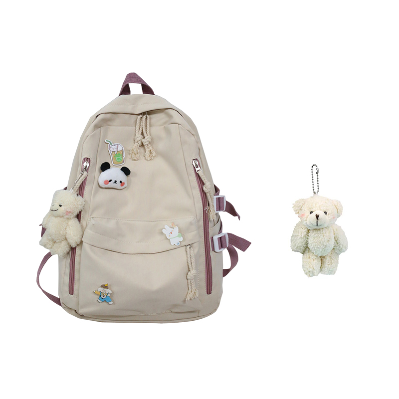 

Рюкзак нейлоновый большой женский белый розовый голубой MARKANGARO, голубой с кукольным подвесом